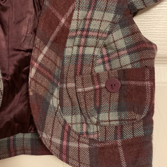 EUC Lux Vintage Cropped Plaid Short Sleeve Jacket, size XS - Picture 3 of 7